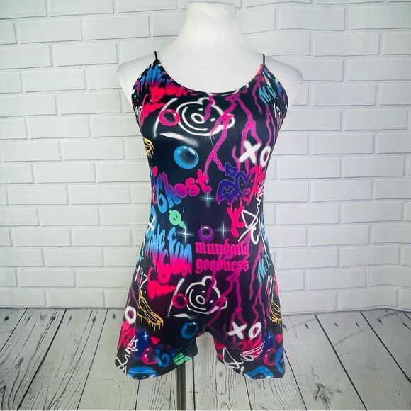 Shein Graffiti Print Backless Unitard Romper - Medium - Picture 9 of 16